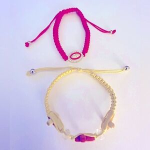 NWOT Set: bracelets red Stone Cross & red Mary rhinestone charm 2 Adj Cord